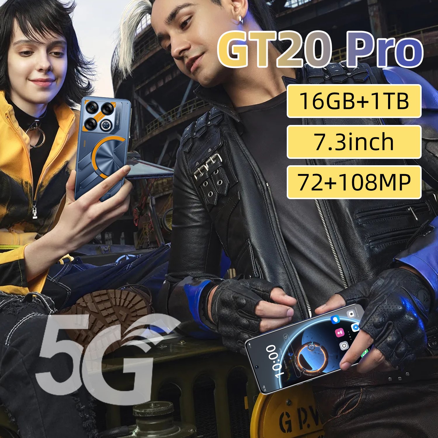 New Arrival GT 20 Pro Smartphone 256GB 7.3 60Hz AMOLED Dot Display Snapdragon 8 Core NFC 5000mAh Battery phone
